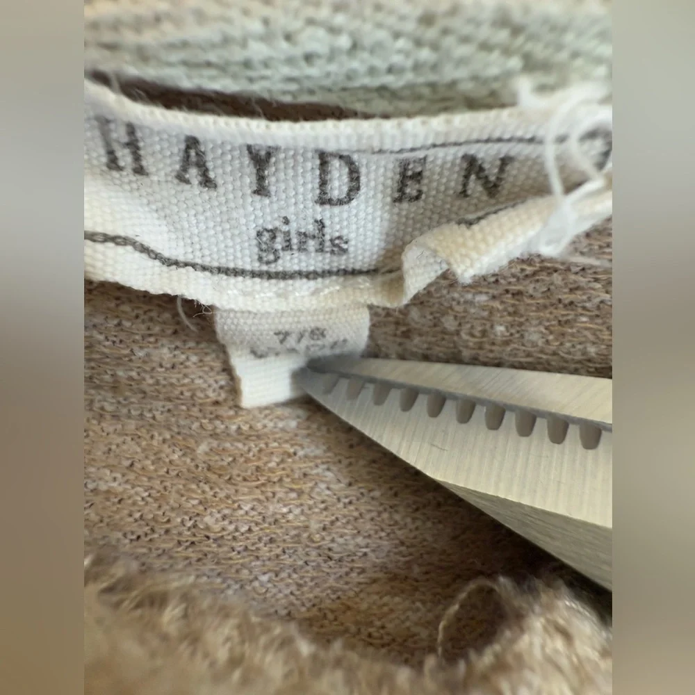 Hayden Girls Taupe Hooded Sweater with Fringe *GOOD USED CONDITION*